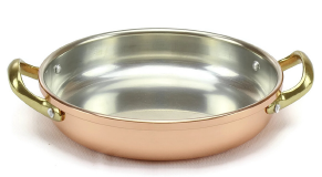 FRIGIDEIRA DE COBRE 18CM C/ 2 ASAS C/ INTERIOR INOX